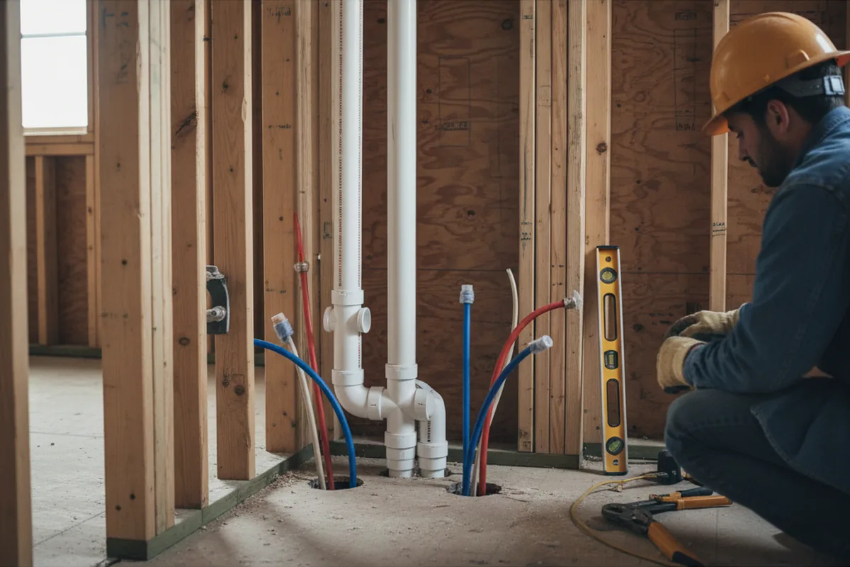 Drain and supply rough-in during Garbage Disposal Repair in Pennsauken